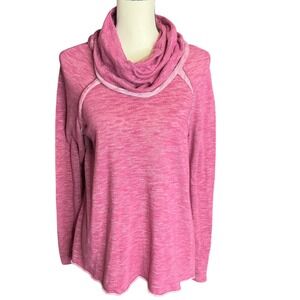 Seven Forty Two Pink Cowl Neck Top Women Size L Space Dye Long Sleeve 401G